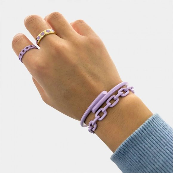 NEW Enamel Paperclip Chain Cuff Bracelet - Picture 3 of 6